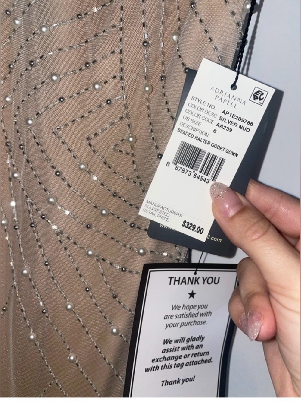 Adrianna Papell Taupe Beaded Mesh Maxi Skirt - Picture 8 of 9